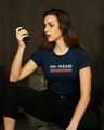 Shop Oh Please Half Sleeve Printed T-Shirt Navy Blue-Front