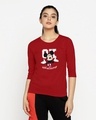 Shop Ok Whatever Round Neck 3/4th Sleeve T-Shirt (DL) Bold Red-Front