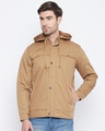 Shop Men's Beige Cotton Utility Jacket-Front