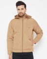 Shop Men's Beige Nylon Padded Jacket-Front