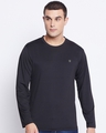 Shop Men's Black Polyester Round Neck T Shirt-Front