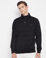 Shop Men's Black Striped Cotton Sweatshirt-Front