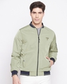 Shop Men's Green Nylon Reversible Jacket-Front