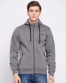 Shop Men's Grey Polyester Fleece Sweatshirt-Front