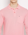 Shop Men's Medium Pink Polyester Polo Collar T Shirt