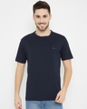 Shop Men's Navy Polyester Round Neck T Shirt-Front