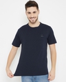 Shop Men's Navy Polyester Round Neck T Shirt-Full