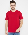 Shop Men's Red Polyester Round Neck T Shirt-Front