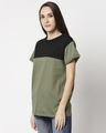 Shop Olive- Black Color Block Boyfriend T-shirt-Design