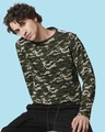 Shop Olive Camo Full Sleeve Camo T-Shirt-Front