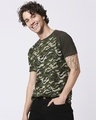 Shop Olive Camo Sleeve Raglan Camo T-Shirt-Front