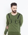 Shop Olive Chest Pocket Taped Men's Sweatshirt-Design
