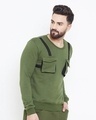 Shop Olive Chest Pocket Taped Men's Sweatshirt-Full