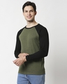 Shop Olive Green Full Sleeve Raglan T-Shirt-Design