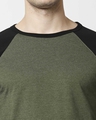 Shop Olive Green Full Sleeve Raglan T-Shirt