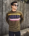 Shop Olive Green Squad Printed Full Sleeves T-Shirt