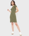 Shop Olive Lettuce Hem Slim Fit Dress-Full