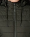 Shop Olive Plain Puffer Jacket with Detachable Hood