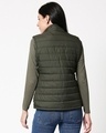 Shop Women's Olive Puffer Jacket With Detachable Hood-Full