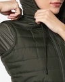 Shop Women's Olive Puffer Jacket With Detachable Hood