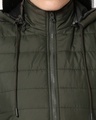 Shop Women's Olive Puffer Jacket With Detachable Hood