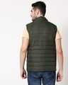 Shop Olive Plain Sleeveless Puffer Jacket with Detachable Hood