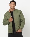 Shop Men's Olive & Orange Reversible Puffer Jacket-Front