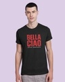 Shop Men's Black Bella Ciao Typography T-shirt-Front