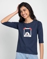 Shop One Love Dog Round Neck 3/4th Sleeve T-Shirt-Galaxy Blue-Front