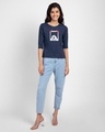 Shop One Love Dog Round Neck 3/4th Sleeve T-Shirt-Galaxy Blue-Design