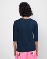 Shop One True Love Round Neck 3/4th Sleeve T-Shirt Navy Blue-Design