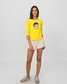 Shop Women's Yellow Your Opinion About Me 3/4 Sleeve Slim Fit T-shirt-Design