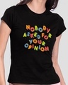 Shop Opinion Pop Half Sleeve Printed T-Shirt Black-Front