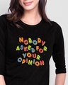 Shop Opinion Pop Round Neck 3/4 Sleeve T-Shirt Black-Front