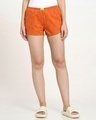 Shop Women's Orange All Over Printed Boxer Shorts-Front