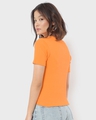 Shop Women's Orange Keyhole Neck Slim Fit Short Top-Design