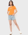 Shop Women's Orange Keyhole Neck Slim Fit Short Top-Full
