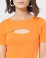 Shop Women's Orange Keyhole Neck Slim Fit Short Top