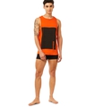 Shop Men's Orange & Black Color Block Relaxed Fit Vest-Full
