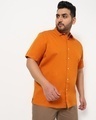 Shop Orange Plus Size Solid Half Sleeve Shirt-Front