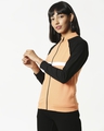 Shop Orange Rush Contrast Sleeves Panel Zipper Hoodie-Design