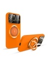 Shop Orange Silicon Magsafe Case with Stand for Apple iPhone 14 Pro Max-Front