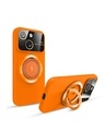 Shop Orange Silicon Magsafe Case with Stand for Apple iPhone 15-Front