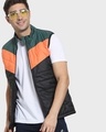 Shop Men's Multicolor Color Block Puffer Jacket-Front