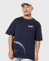 Shop Men's Blue Orbit Graphic Printed Oversized T-shirt-Front