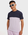 Shop Men's Orchid Petal & Blue Color Block T-shirt-Front