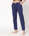 Shop Women's Blue All Over Bird Printed Pyjamas-Front