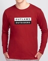 Shop Outlaws & Outsiders Full Sleeve T-Shirt Bold Red-Front