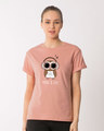 Shop Owl Headphones Boyfriend T-Shirt-Front