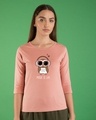 Shop Owl Headphones Round Neck 3/4th Sleeve T-Shirt-Front